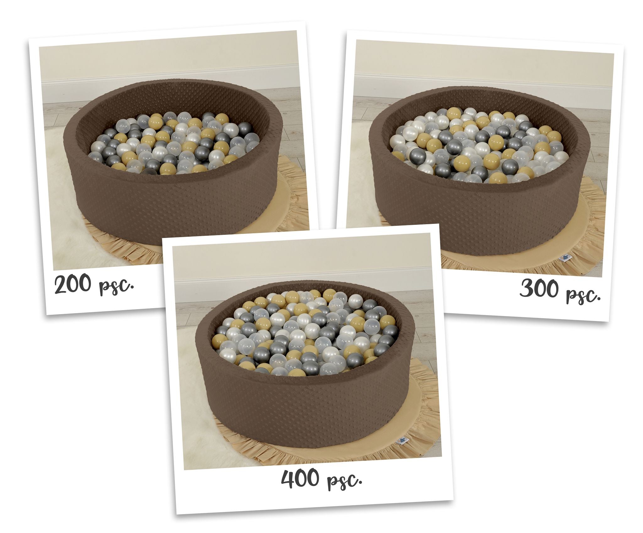 Ball-pit minky H-30 cm with balls 200pcs- chocolate