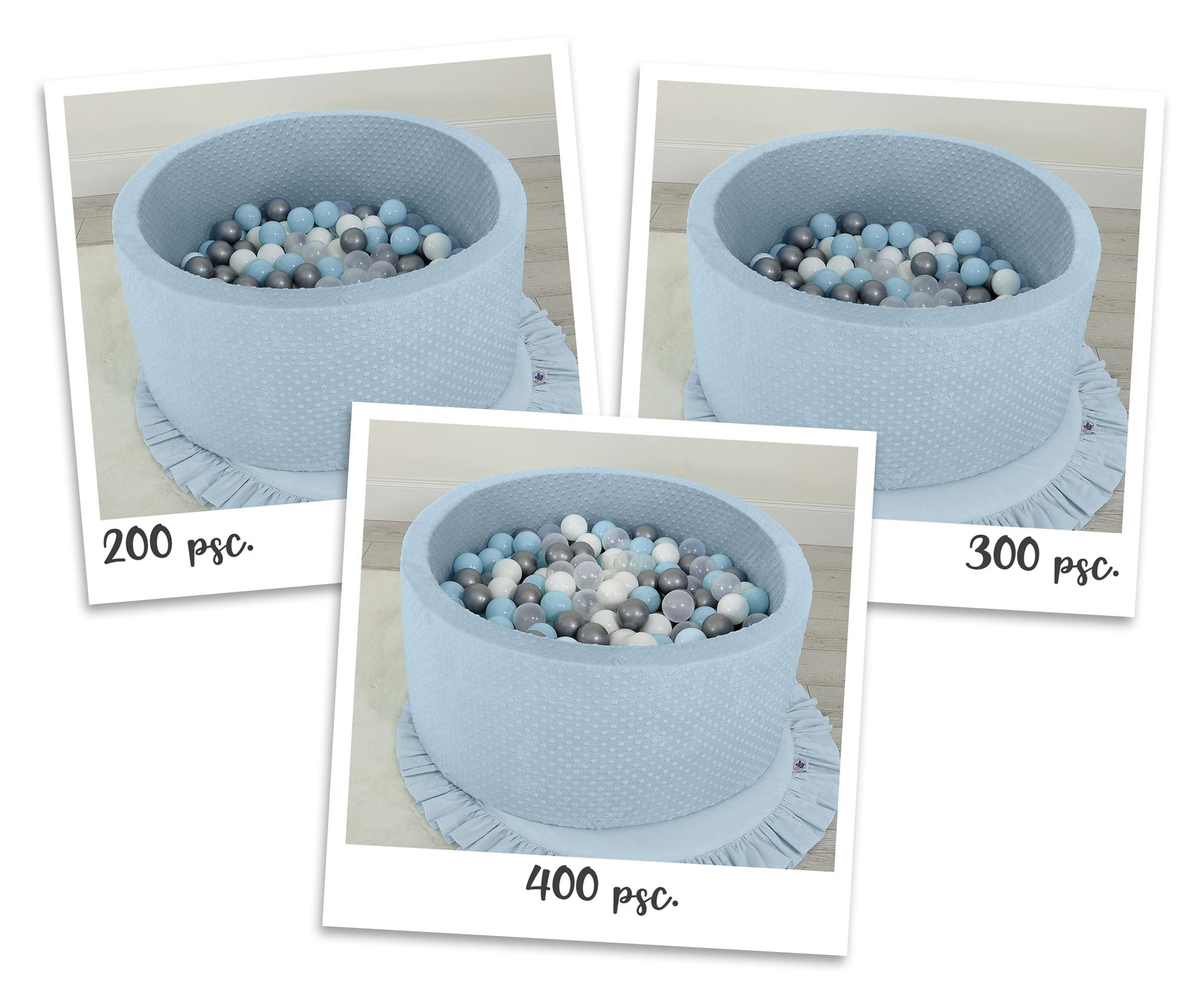Ball-pit minky H-40 cm with balls 200pcs- misty blue