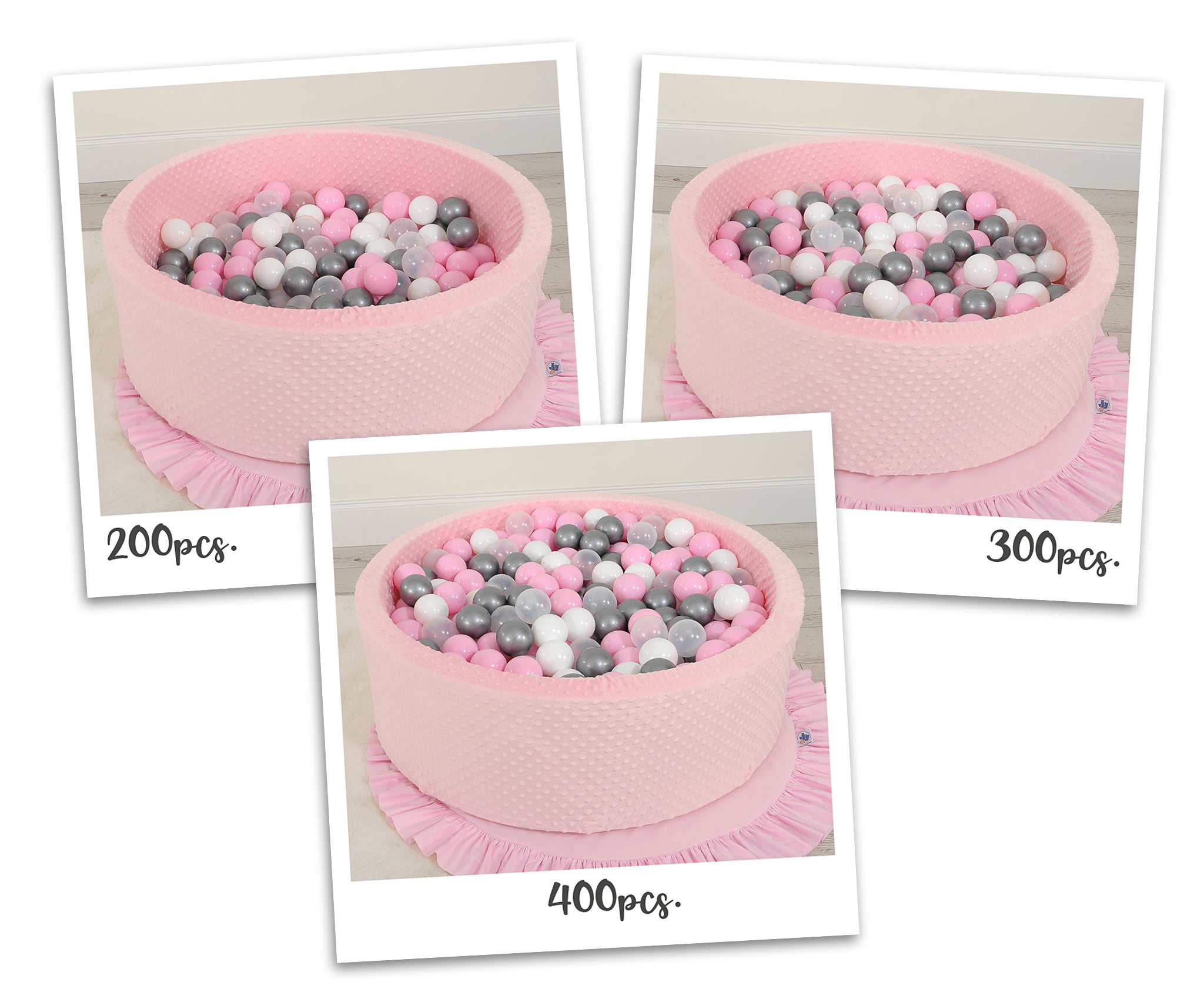 Ball-pit minky H-30 cm with balls 300pcs - pink