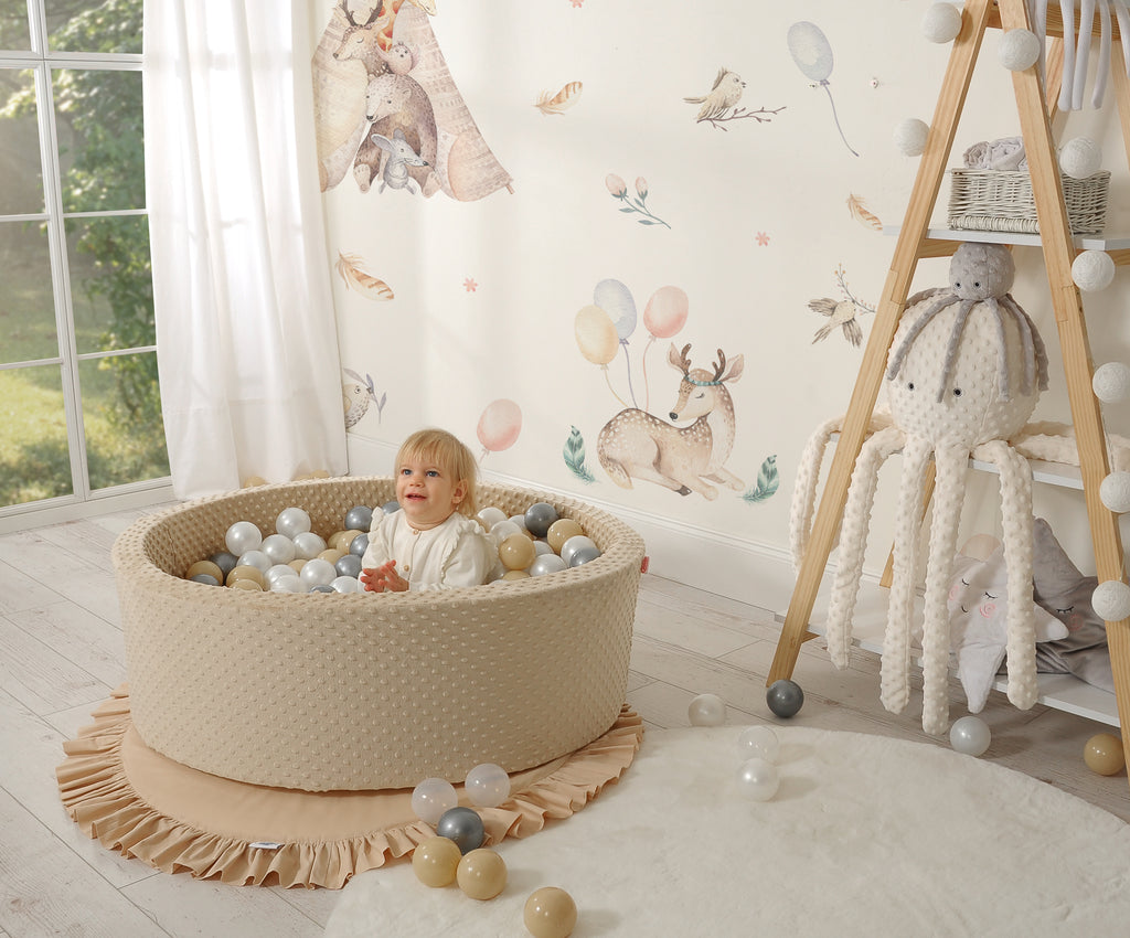 Ball-pit minky H-30 cm with balls 300pcs - beige