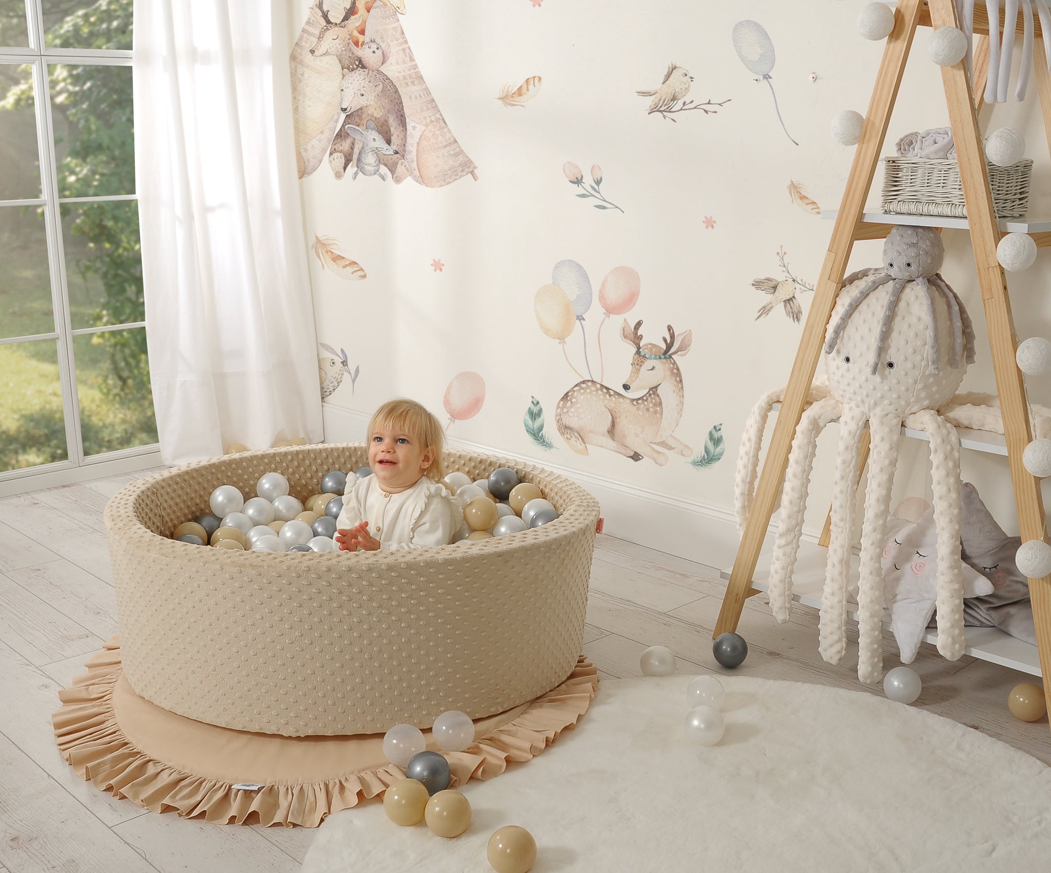 Ball-pit minky H-30 cm with balls 300pcs - beige