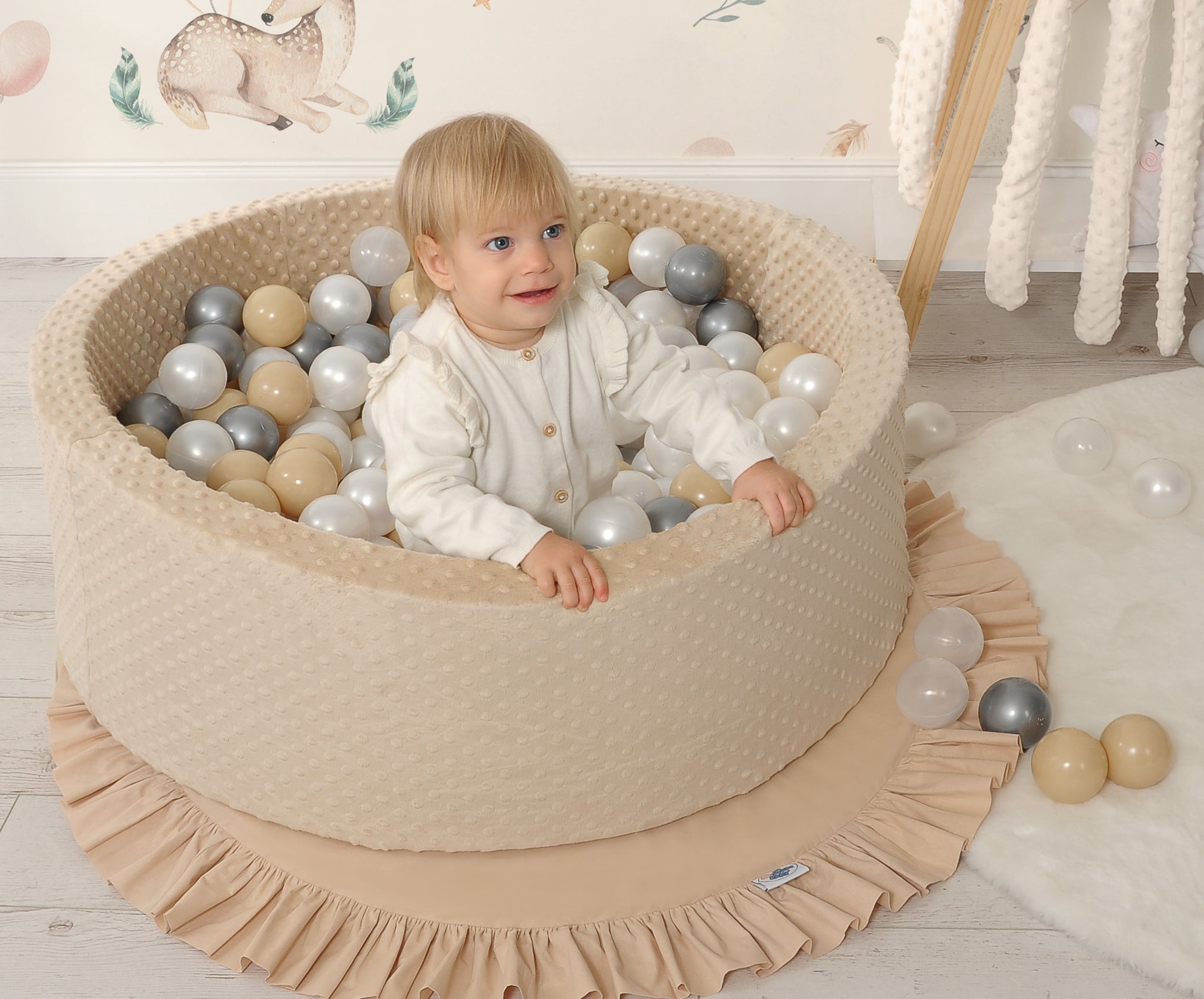 Ball-pit minky H-30 cm with balls 300pcs - grey