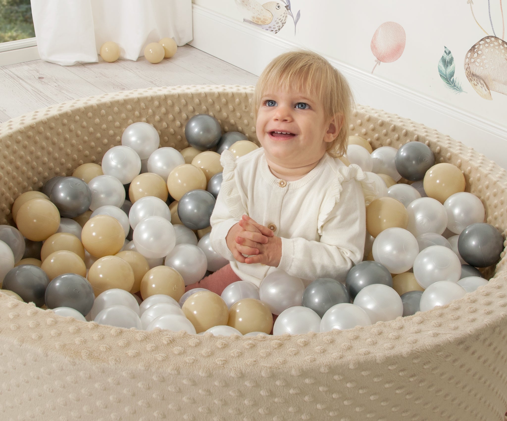Ball-pit minky H-30 cm with balls 200pcs- beige
