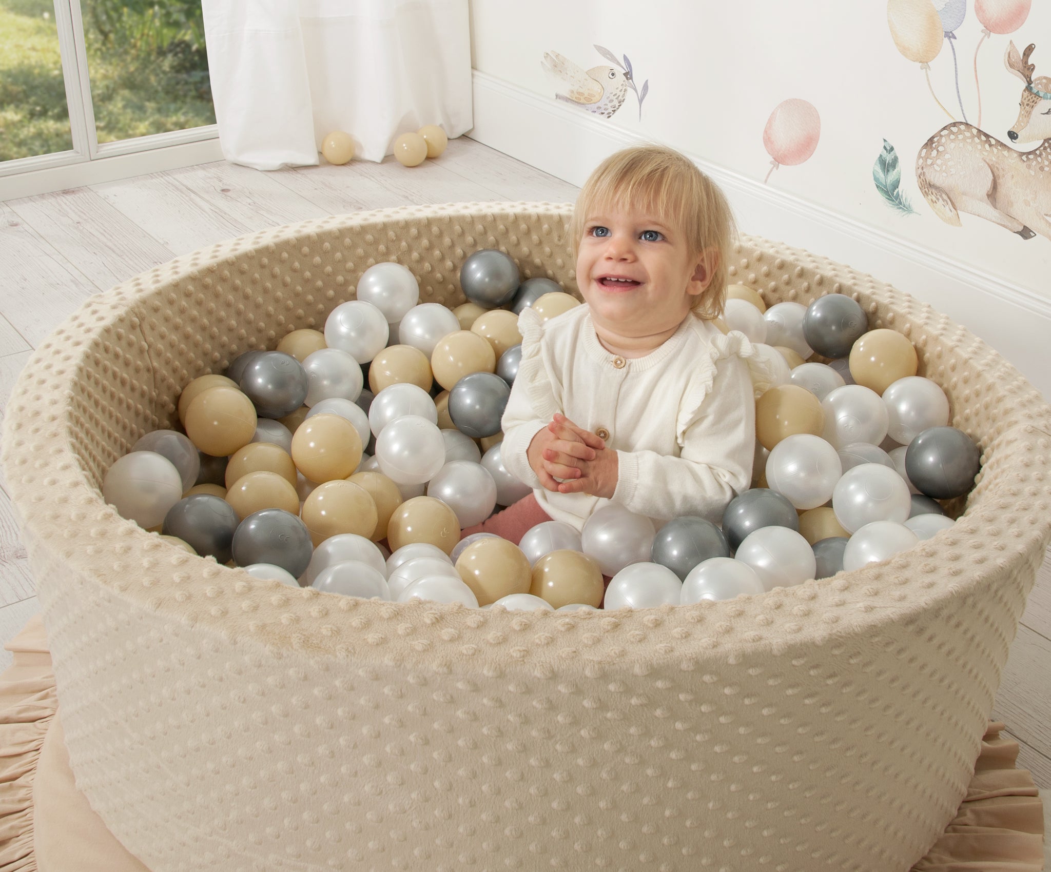 Ball-pit minky H-30 cm with balls 200pcs- chocolate
