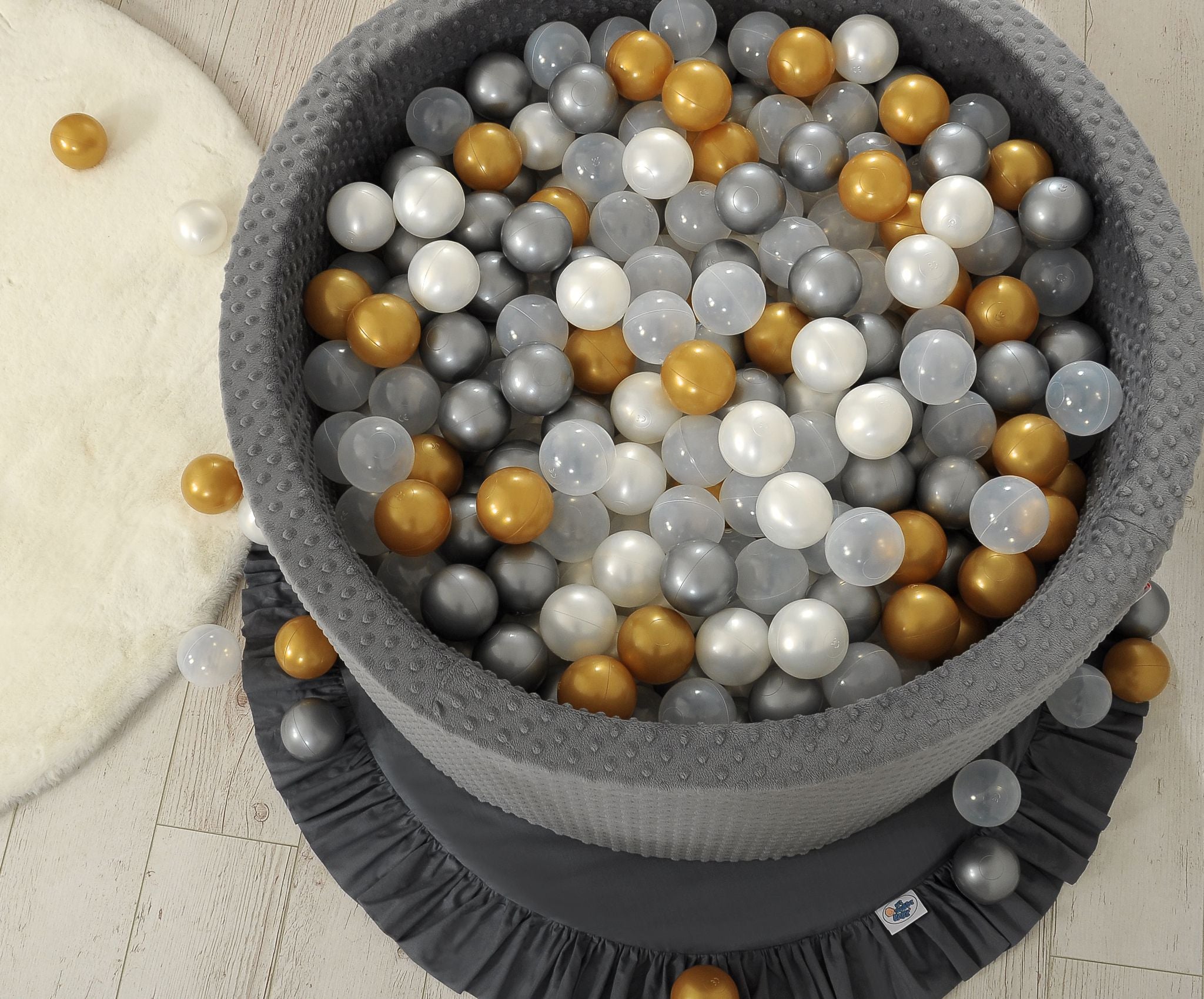 Ball-pit minky H-40 cm with balls 200pcs- dark grey