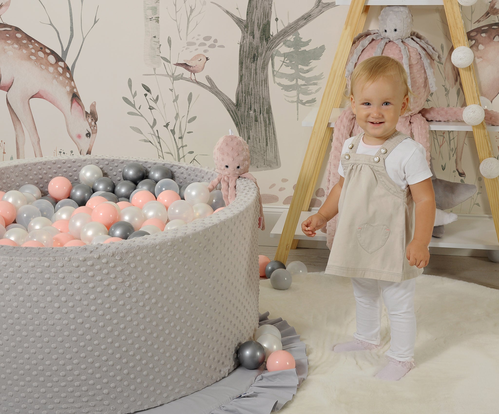 Ball-pit minky H-40 cm with balls 200pcs- misty blue