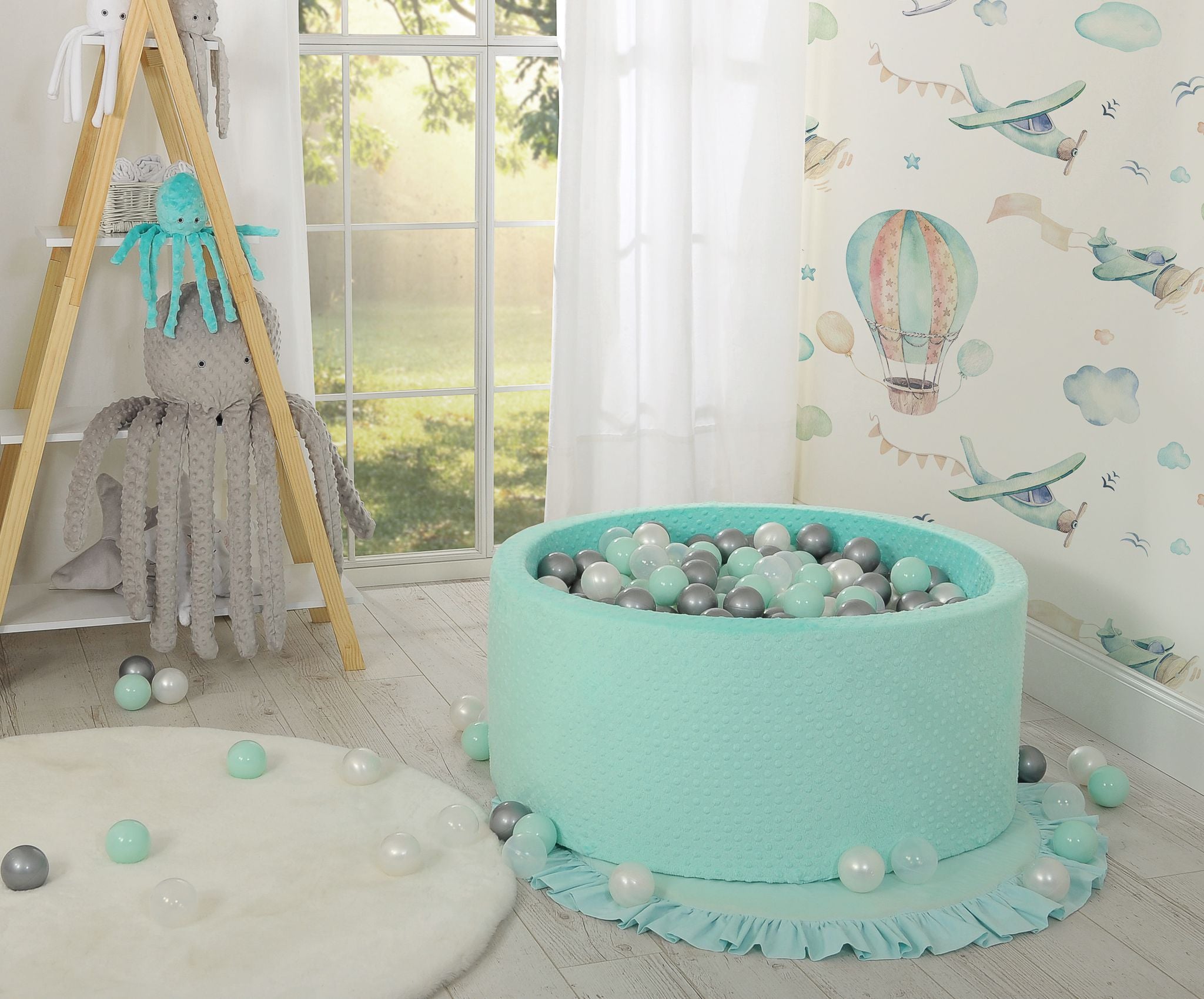 Ball-pit minky H-40 cm with balls 200pcs- mint