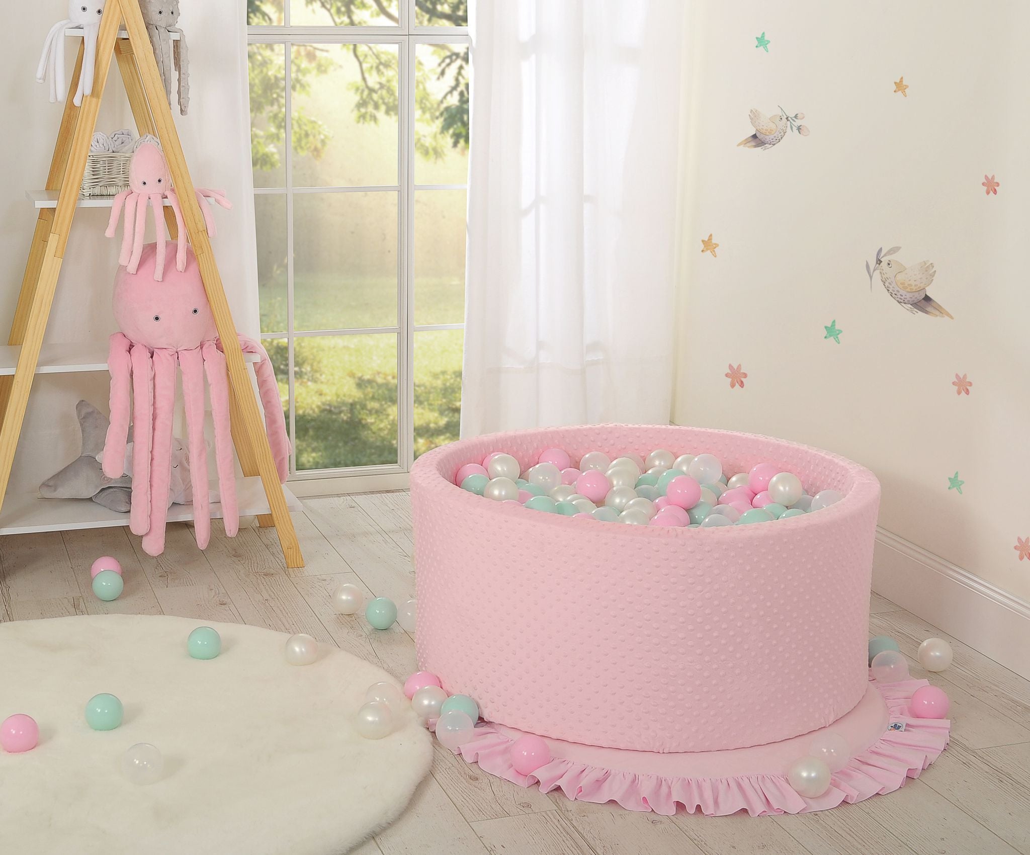 Ball-pit minky H-40 cm with balls 200pcs- pink