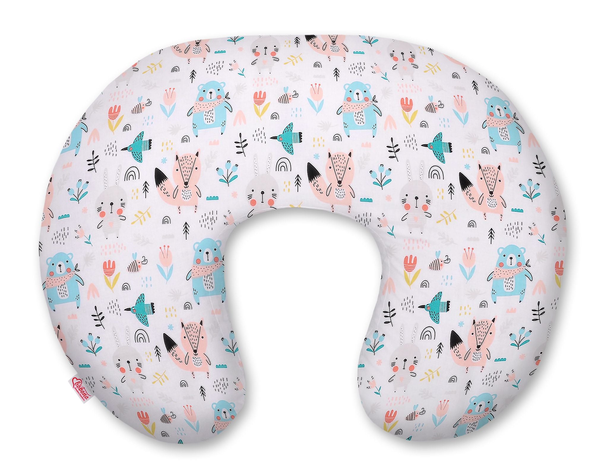 Breastfeeding Pillow Nursing Croissant Pillow, removable, Hands-Free Feeding- blue teddy bears