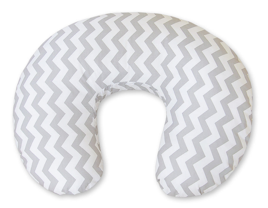Breastfeeding Pillow Nursing Croissant Pillow, removable, Hands-Free Feeding - chevron grey