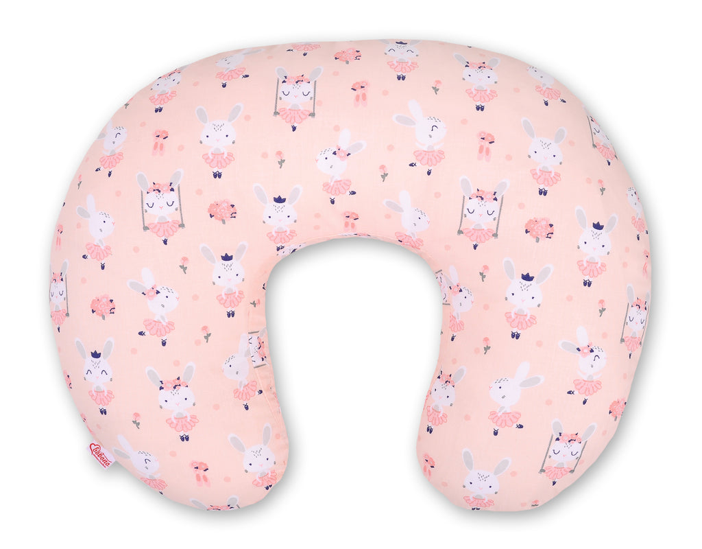 Breastfeeding Pillow Nursing Croissant Pillow, removable, Hands-Free Feeding - ballerinas pink