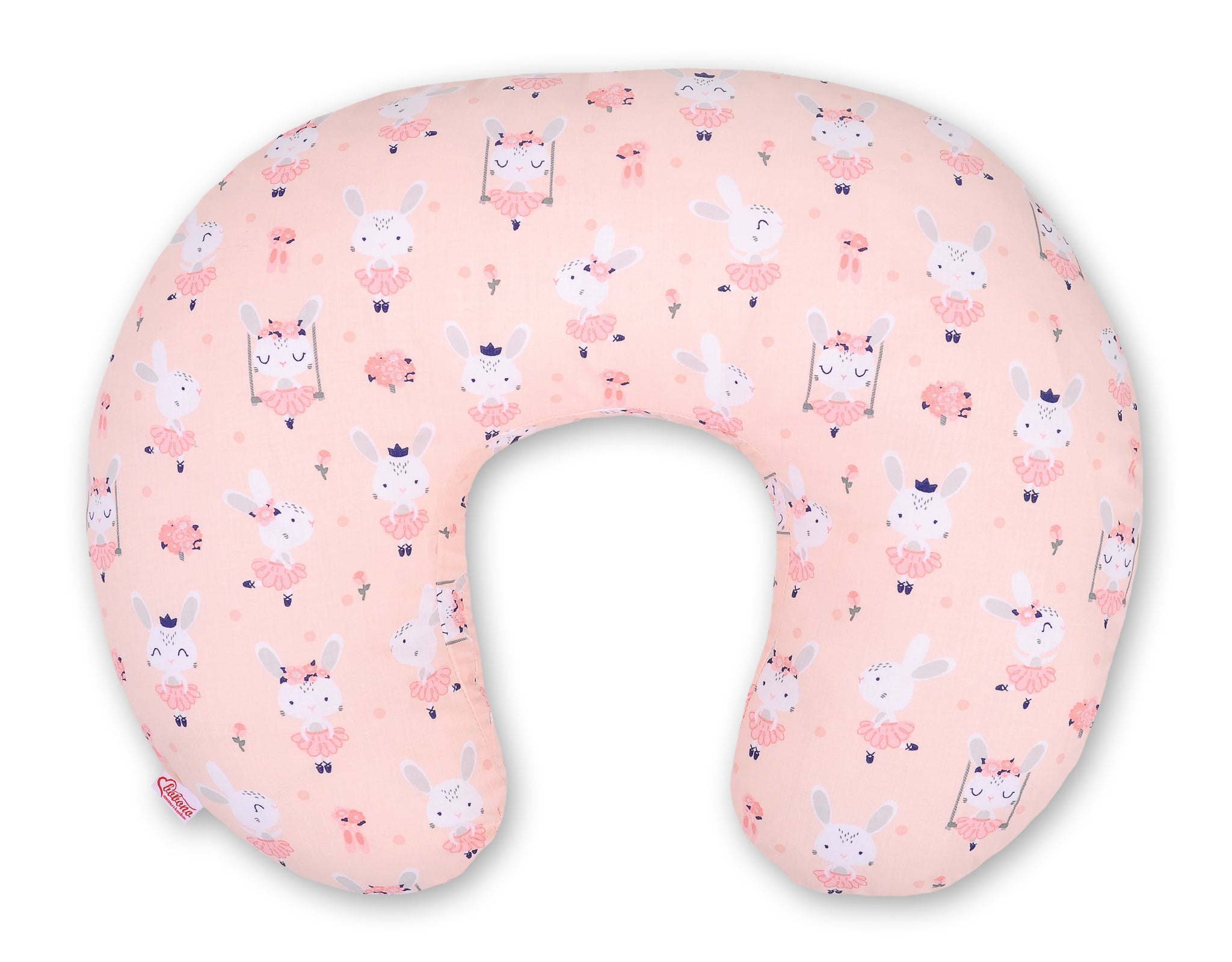 Breastfeeding Pillow Nursing Croissant Pillow, removable, Hands-Free Feeding - ballerinas pink