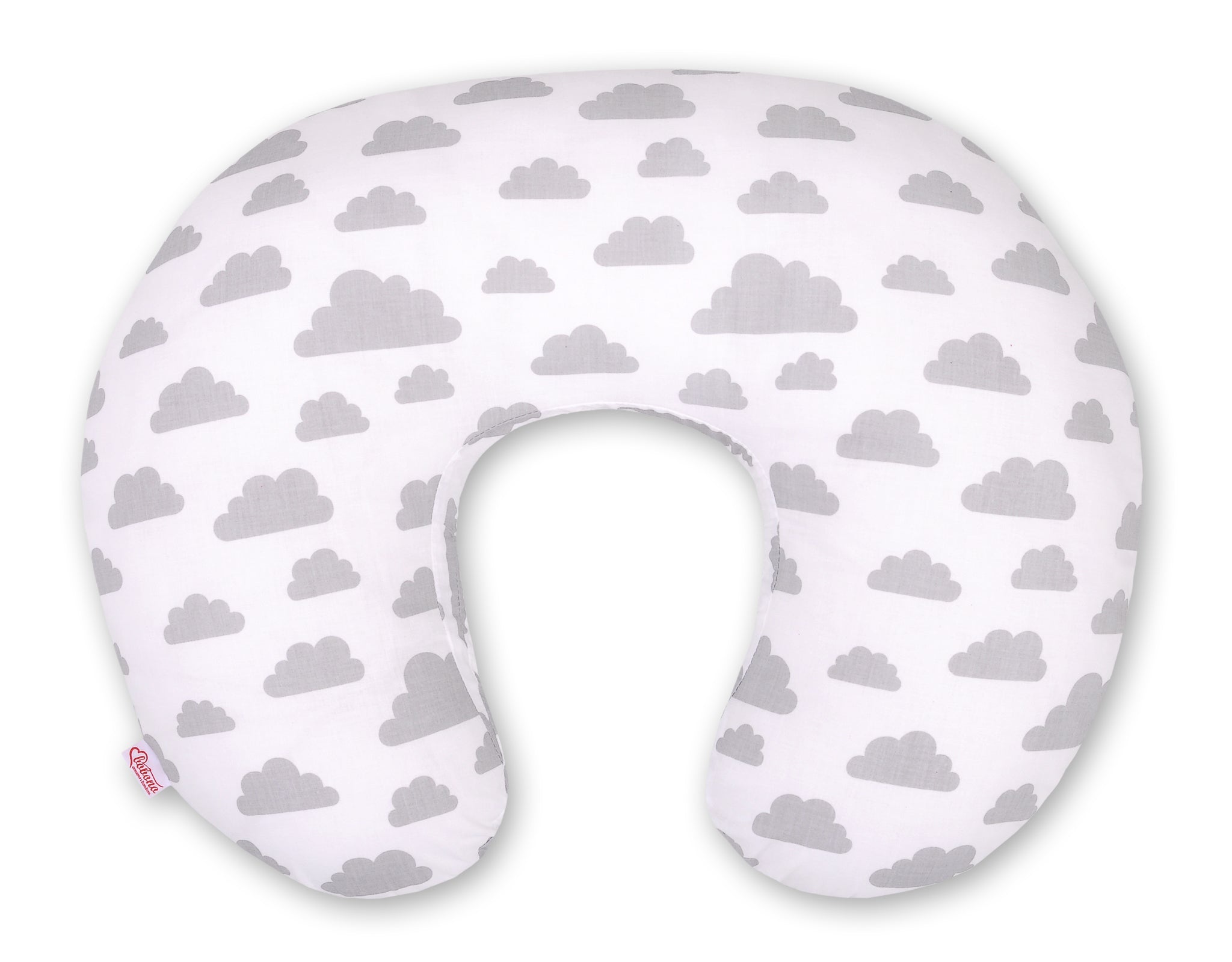 Breastfeeding Pillow Nursing Croissant Pillow, removable, Hands-Free Feeding - clouds gray