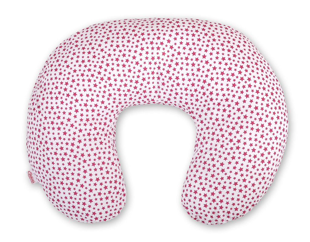 Breastfeeding Pillow Nursing Croissant Pillow, removable, Hands-Free Feeding - white-wine red stars