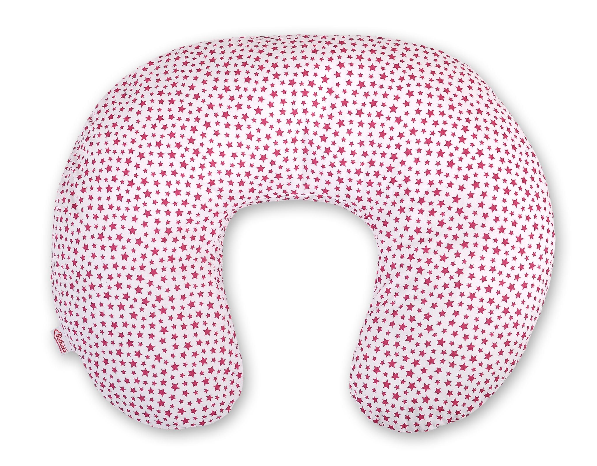 Breastfeeding Pillow Nursing Croissant Pillow, removable, Hands-Free Feeding - white-wine red stars