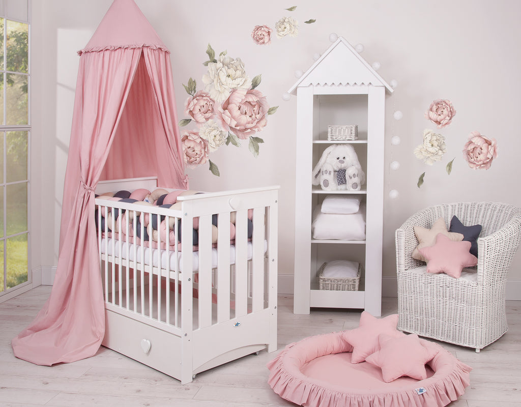 Wooden baby cot  120x60cm Lorenzo III white, with teething rail