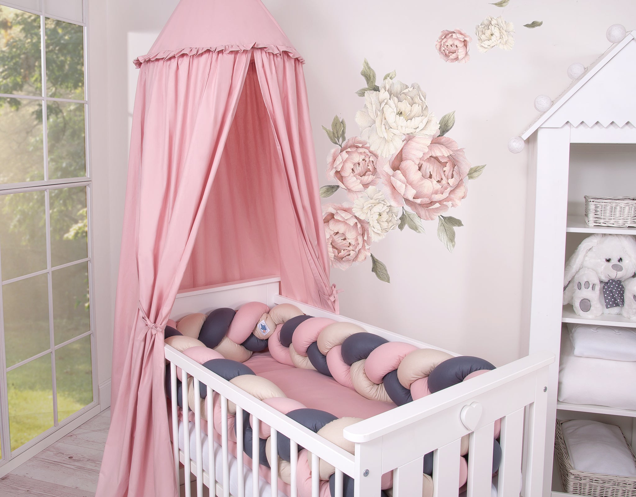 Wooden baby cot  120x60cm Lorenzo III white, with teething rail