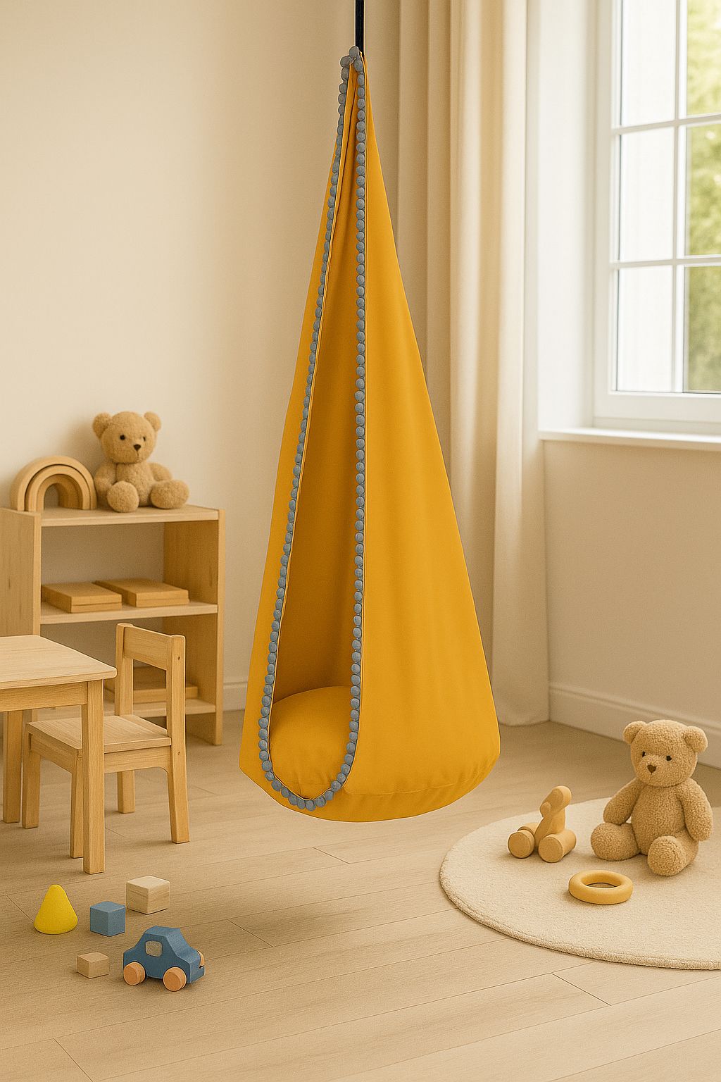 Hanging swing hammock cocoon - honey yellow