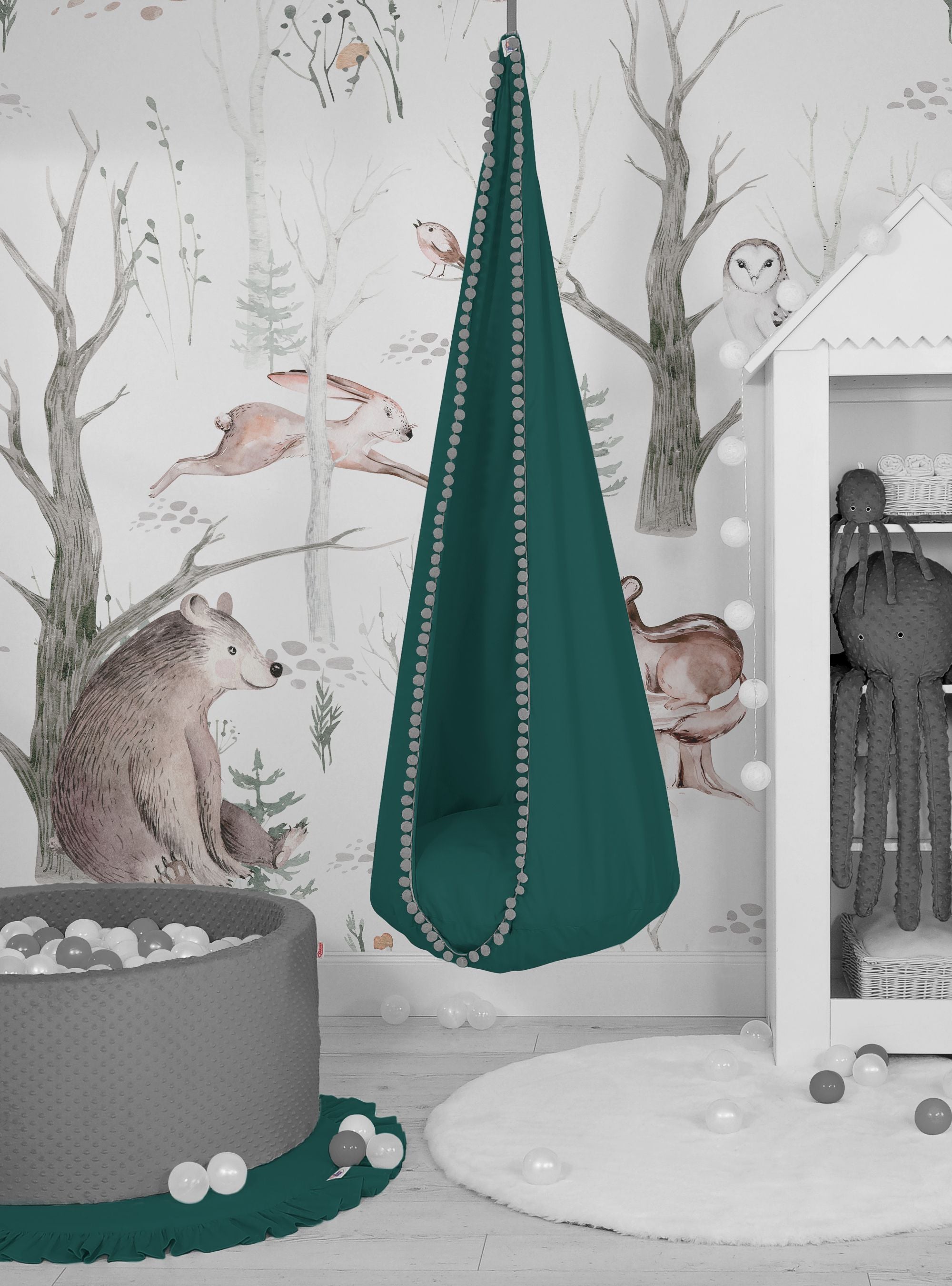 Hanging swing hammock cocoon - bottle green
