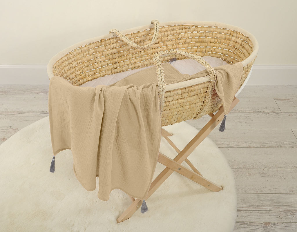 Muslin blanket for kids with tassels - camel
