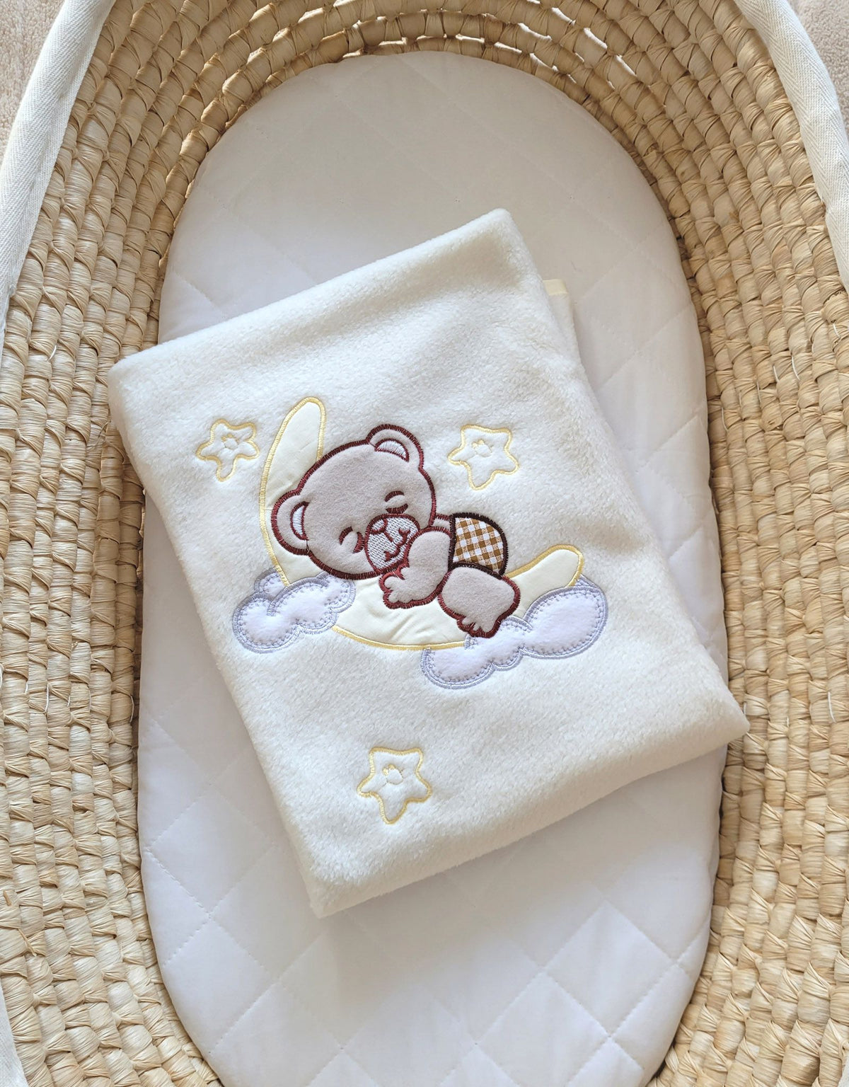 Good Night polar fleece baby blanket, brown