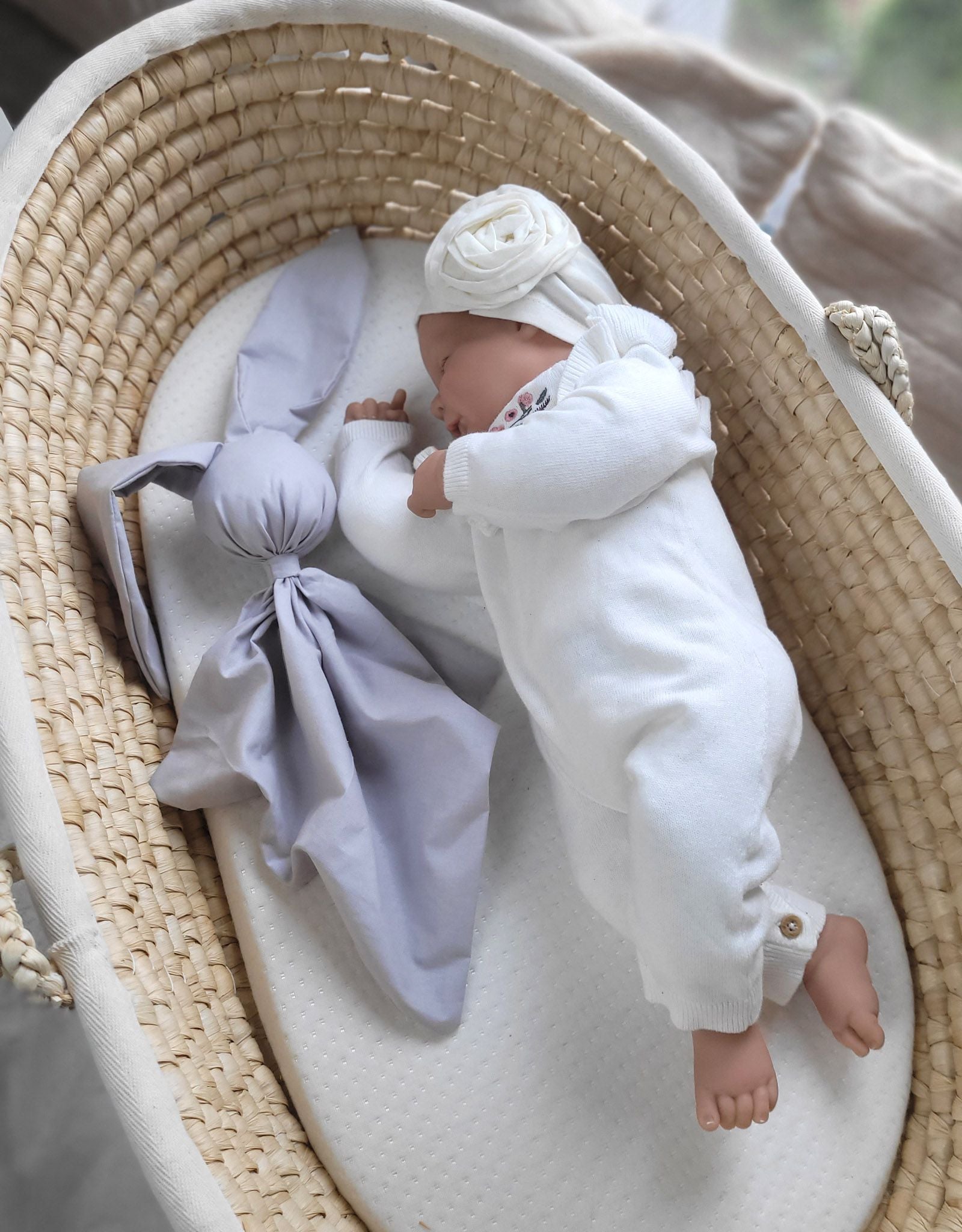 Soft cosy cuddly bunny blanket in cotton - Grey