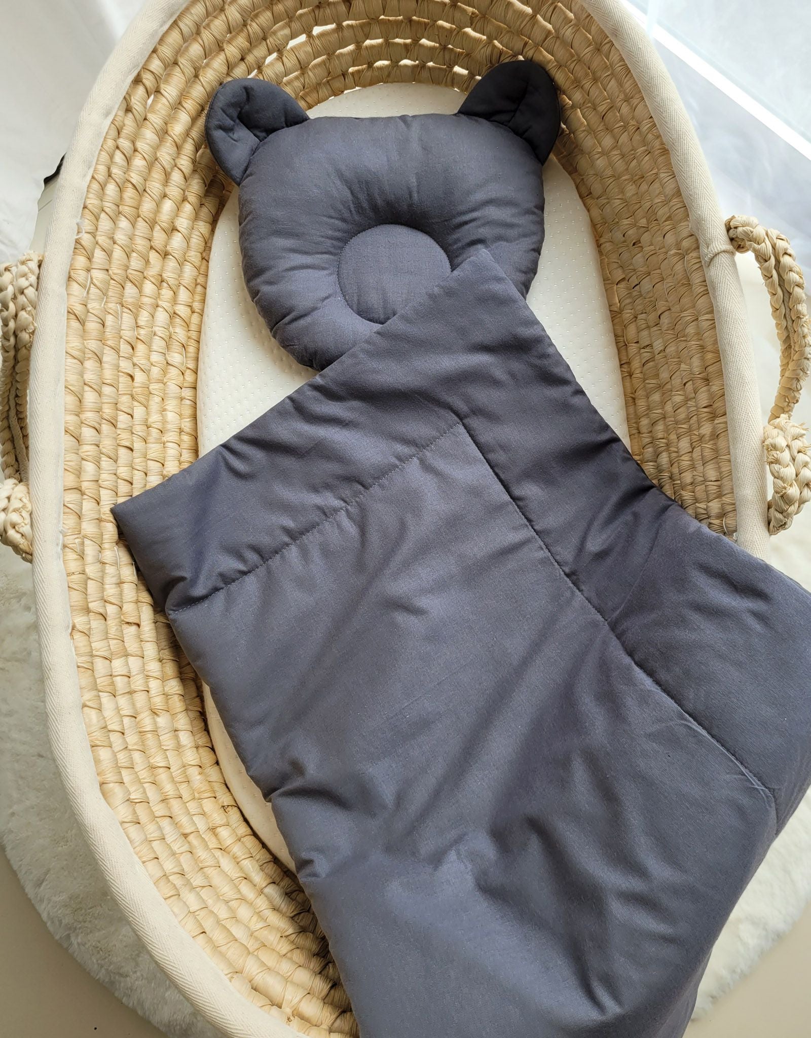 Blanket with pillow - 2pcs set - anthracite