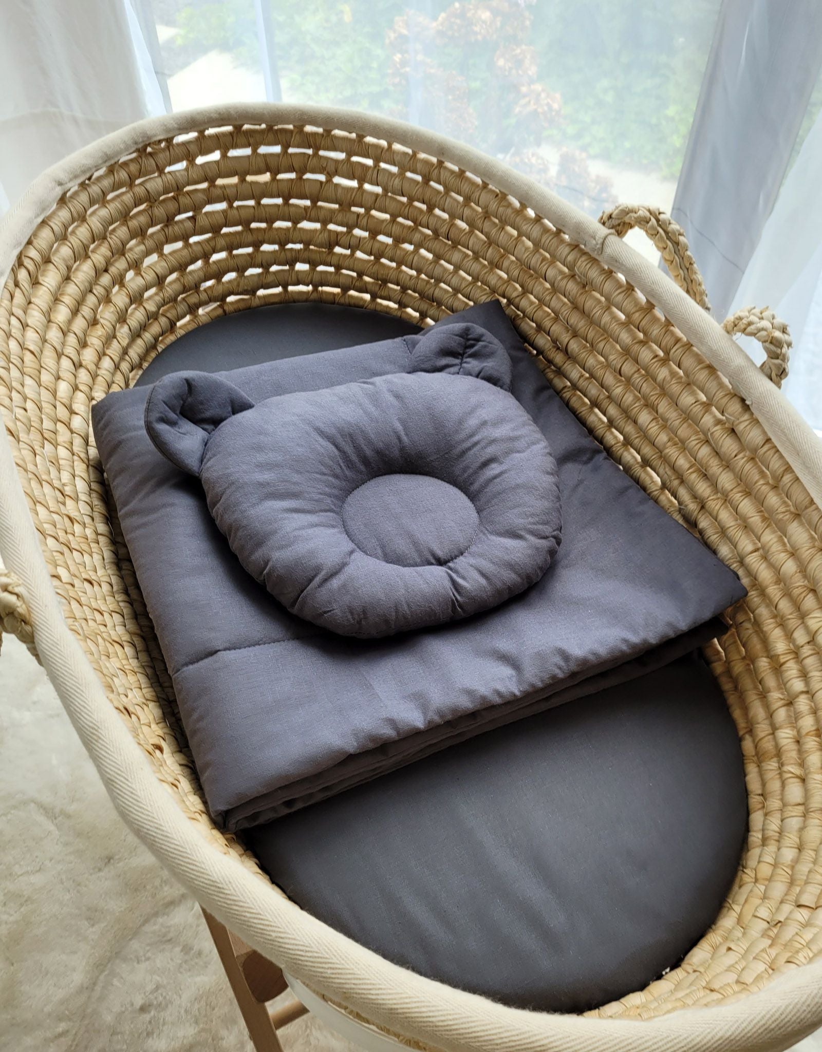 Blanket with pillow - 2pcs set - anthracite