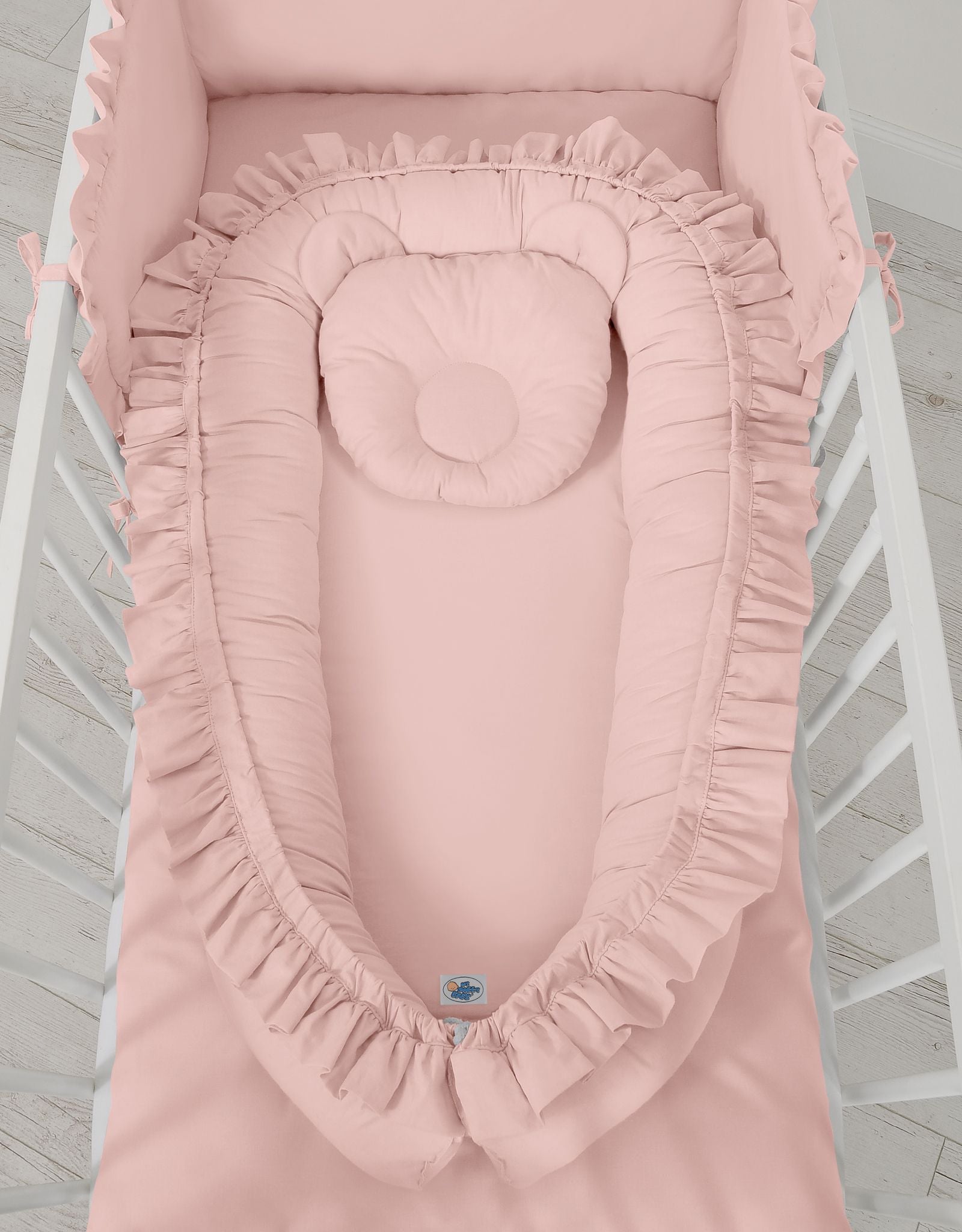Baby nest Premium Cocoon for infants with a ruffle MY SWEET BABY- pastel pink