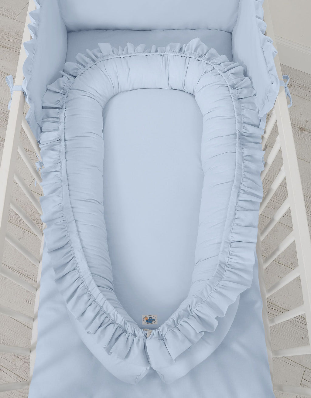 Baby nest Premium Cocoon for infants with a ruffle MY SWEET BABY- blue