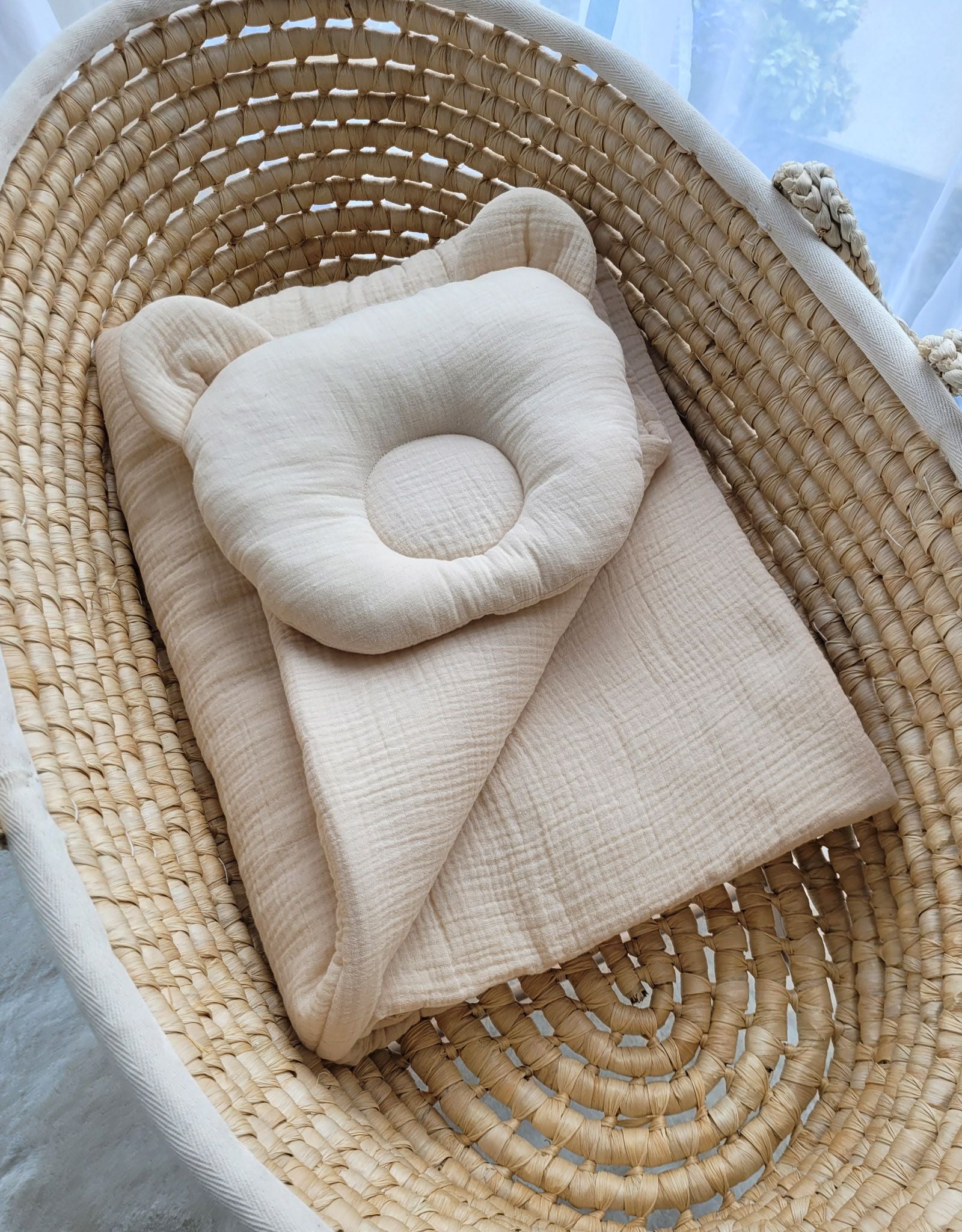 Duvet with pillow Teddy MUSLIN - 2pcs set - cream