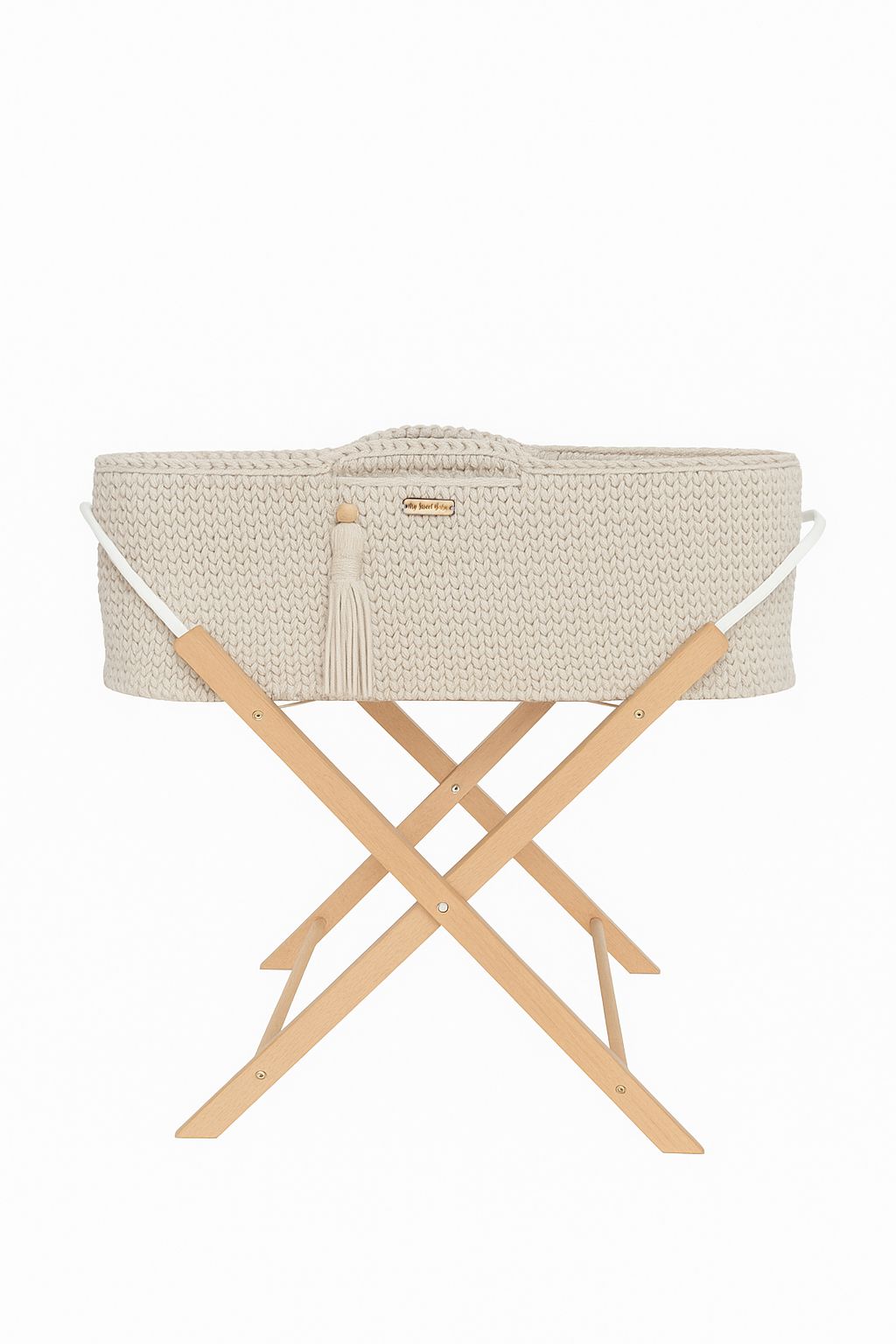 Moses basket BOHO Handmade with stand - cream