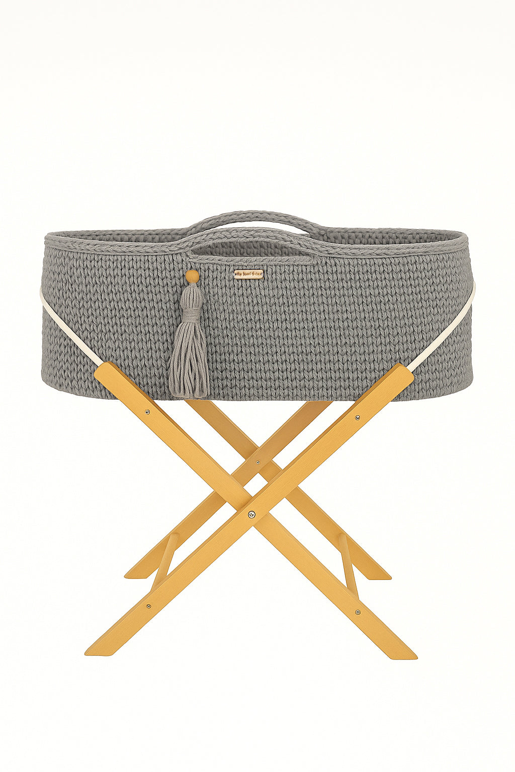 Moses basket BOHO Handmade with stand - dark gray