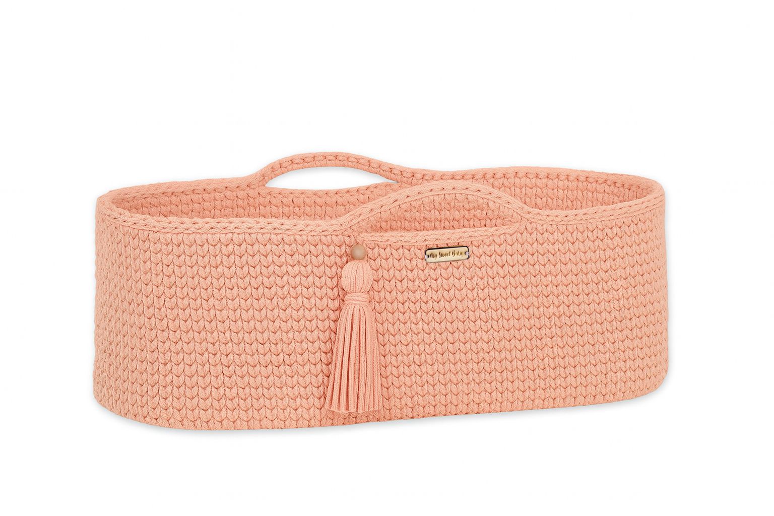 Moses basket BOHO Handmade cotton with mattress - salmon