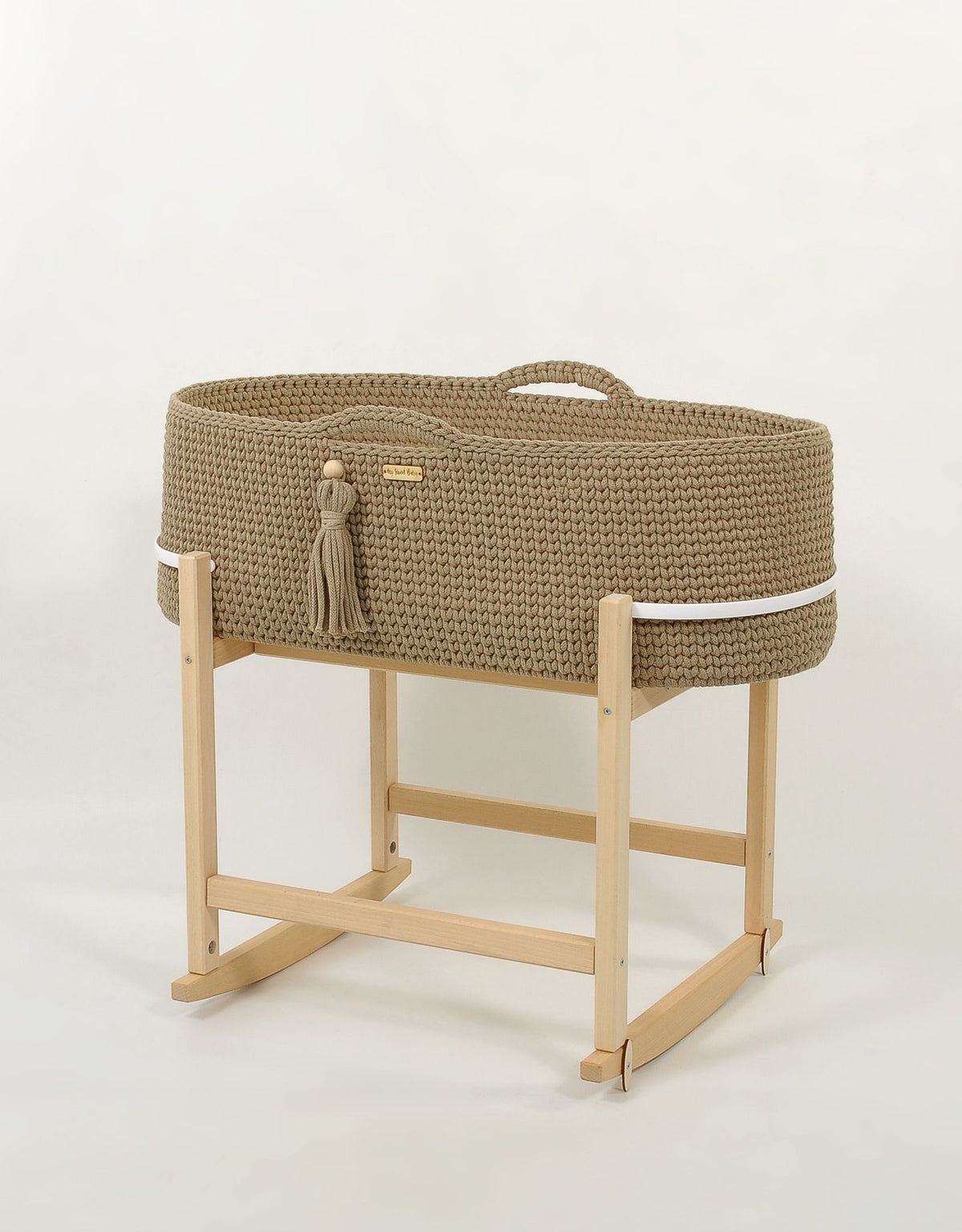 Moses basket BOHO Handmade with cradle - sand