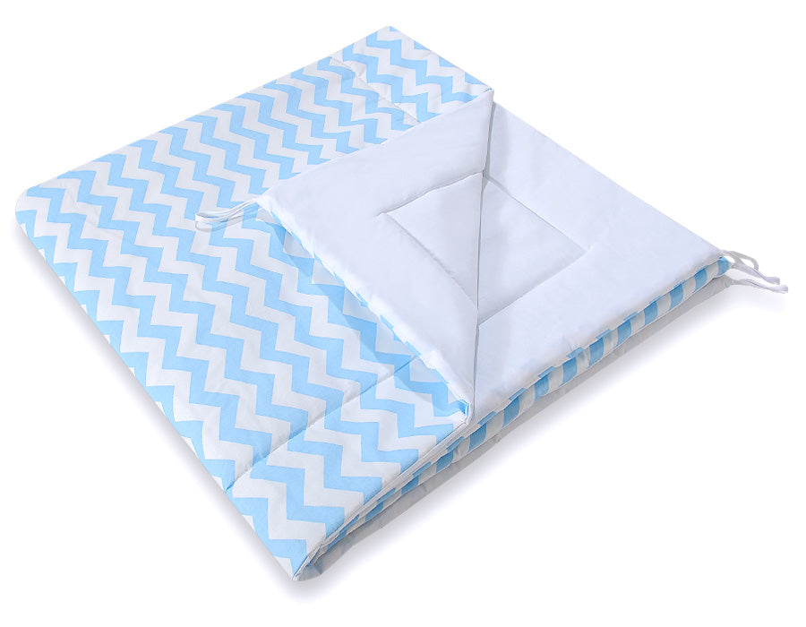 Teepee tent for kids +play mat + decorative feathers - Chevron blue