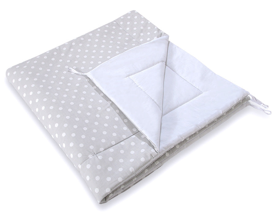 Teepee tent for kids +play mat + decorative feathers - White dots on grey
