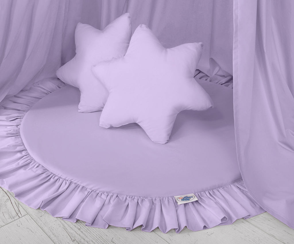 Set: Hanging baldachin for children's room cotton + Floor play mat- lila
