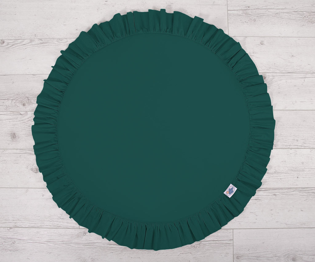 Set: Hanging baldachin for children's room cotton + Floor play mat- bottle green