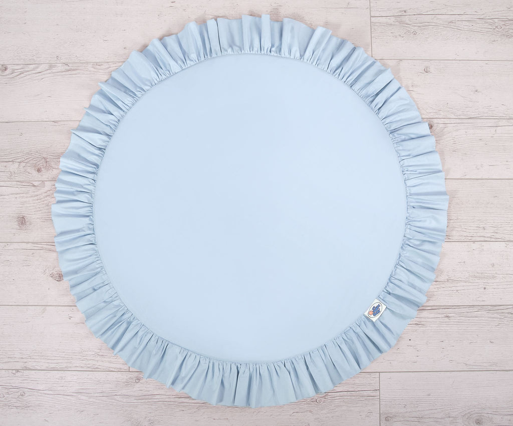 Set: Hanging baldachin for children's room cotton + Floor play mat - blue