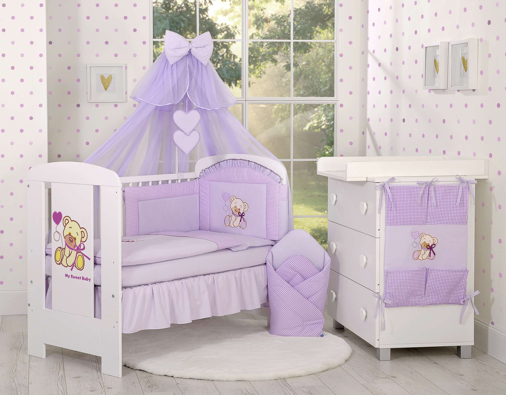 Baby nest - Bear with bow lilac