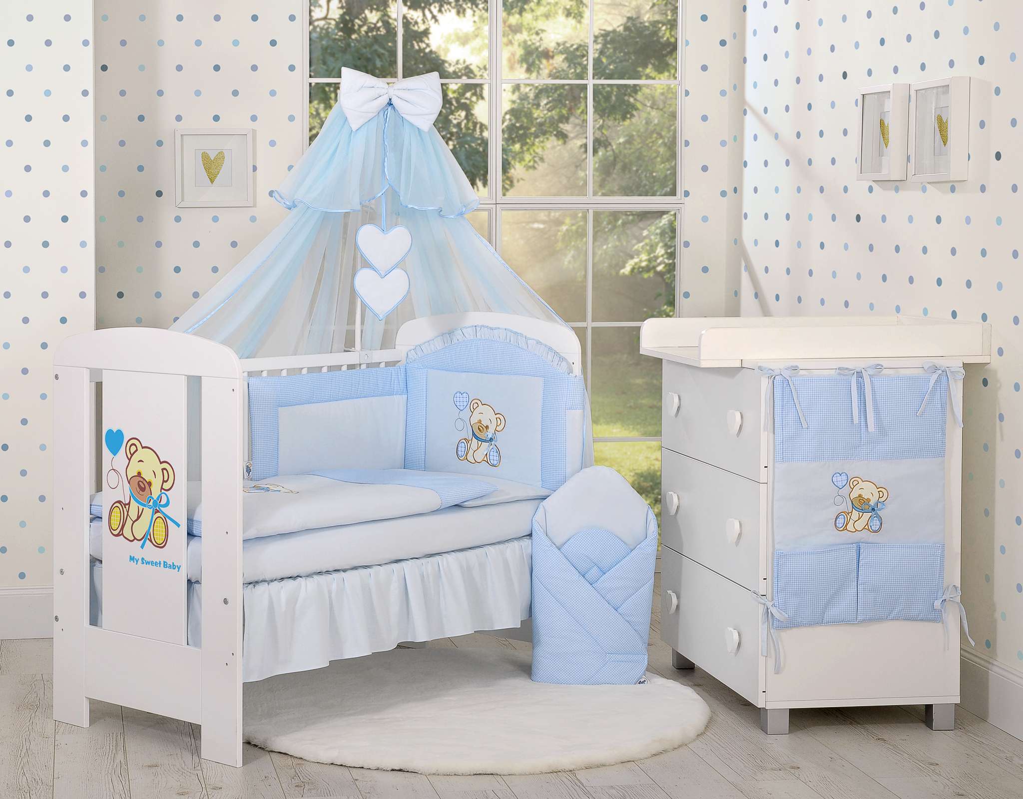 Baby nest - Bear with bow blue