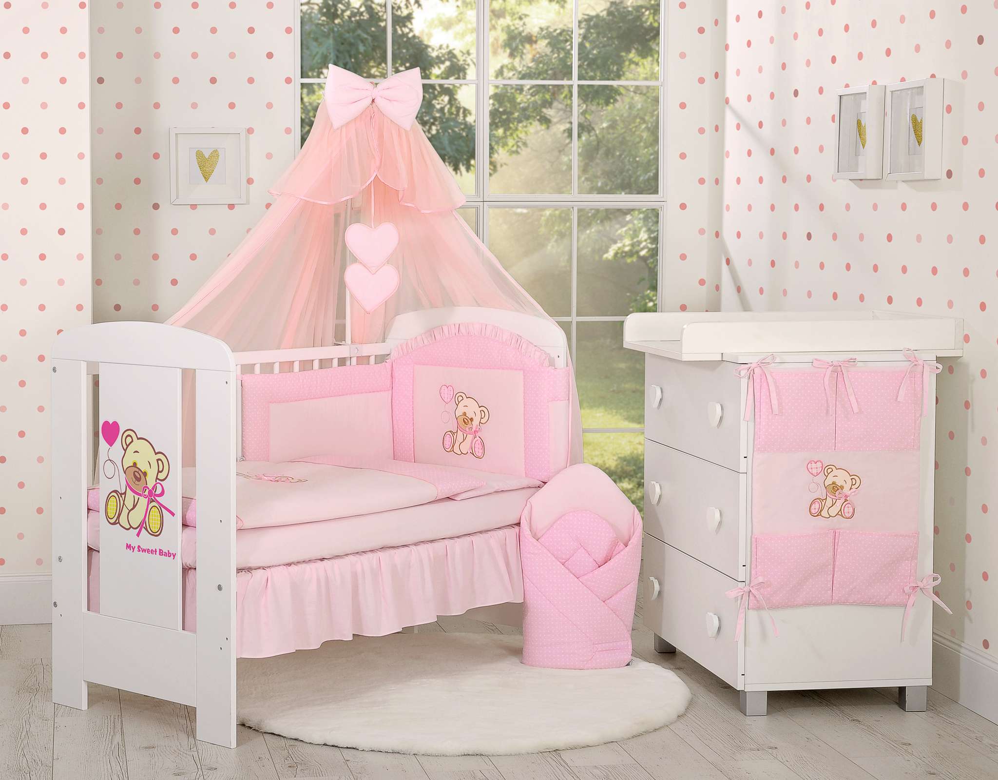 Baby nest - Bear with bow pink