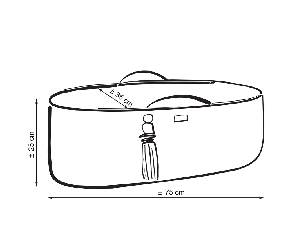 Moses basket BOHO Handmade cotton with mattress - mauve