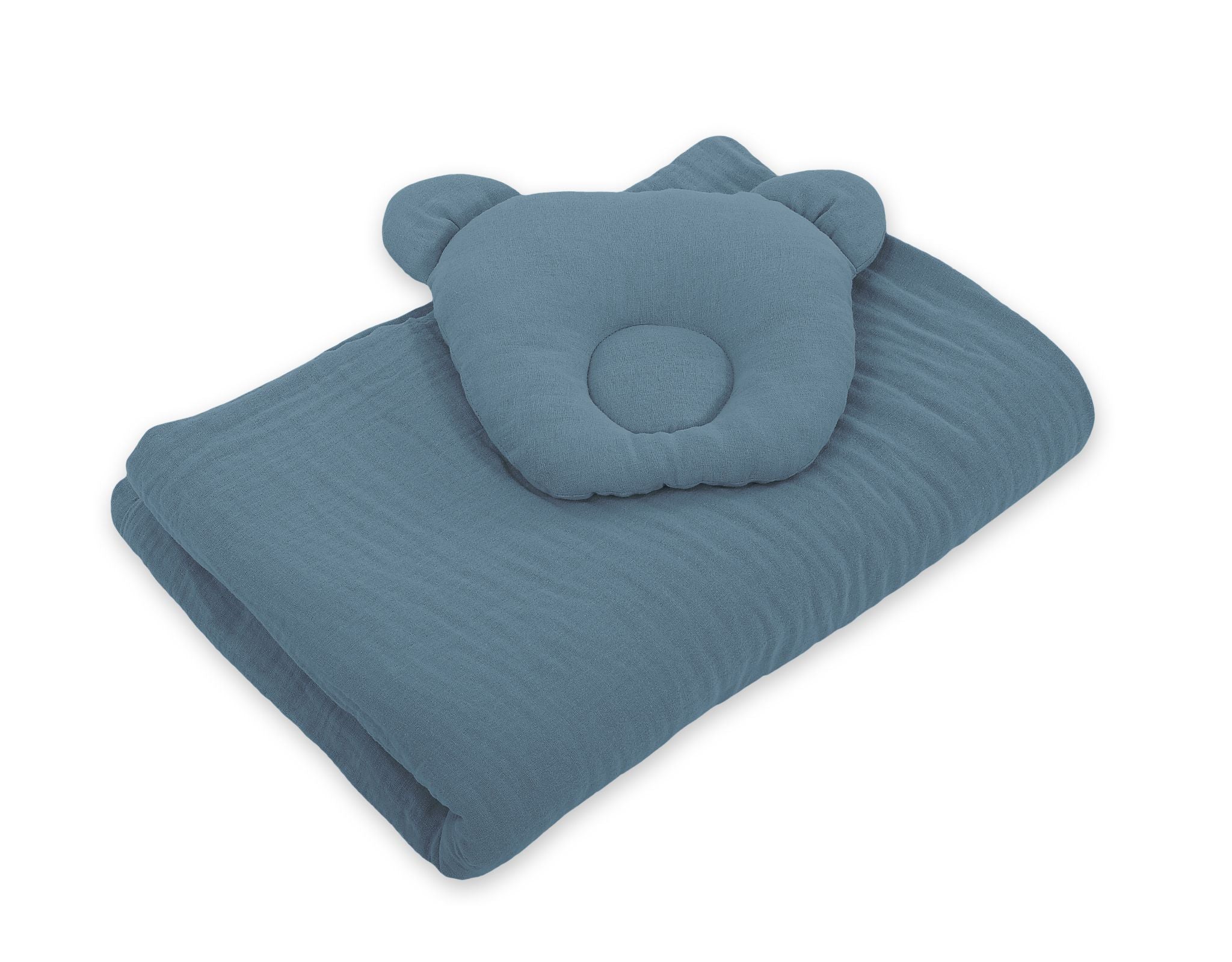 Duvet with pillow Teddy MUSLIN - 2pcs set - pastel blue
