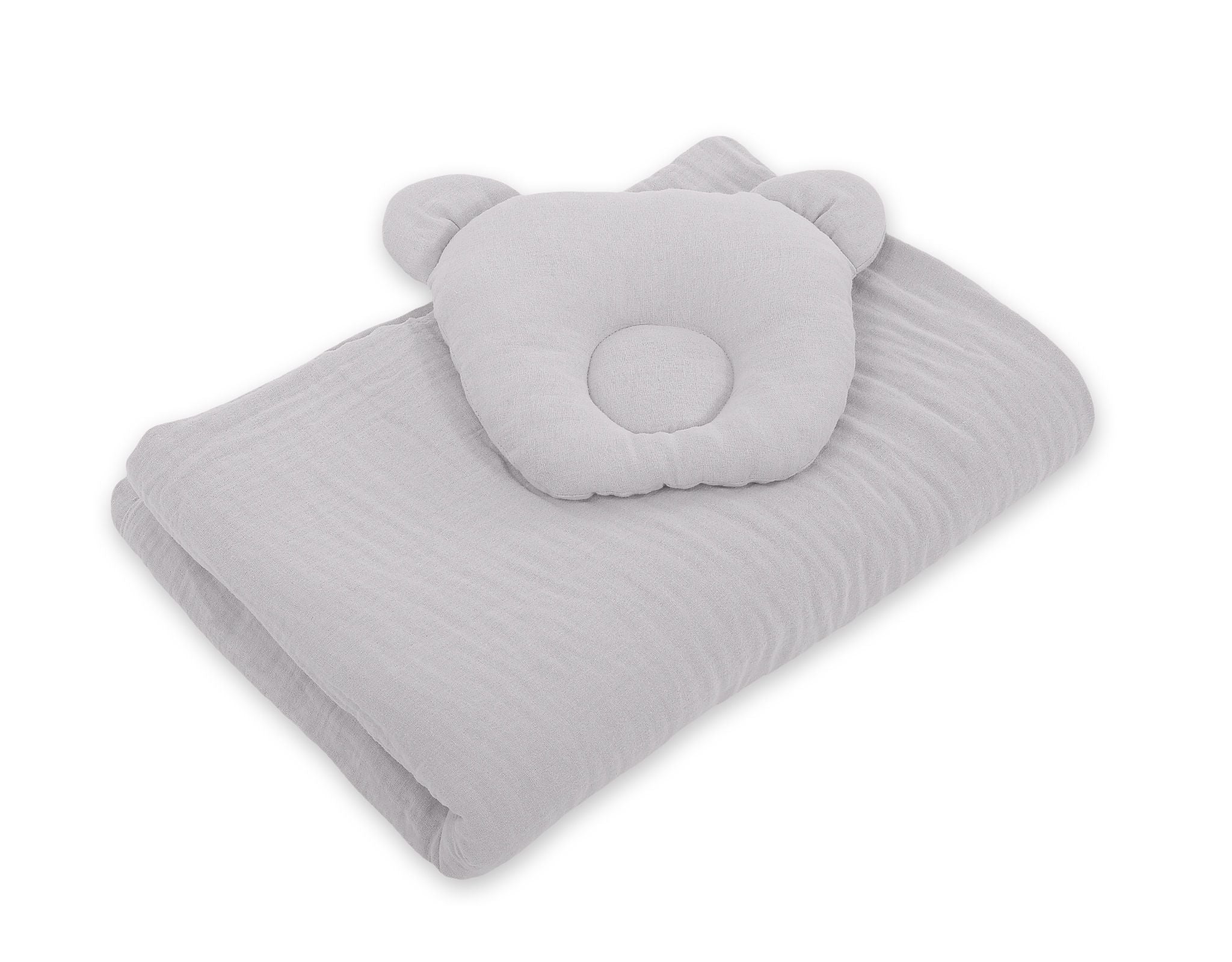 Duvet with pillow Teddy MUSLIN - 2pcs set - grey