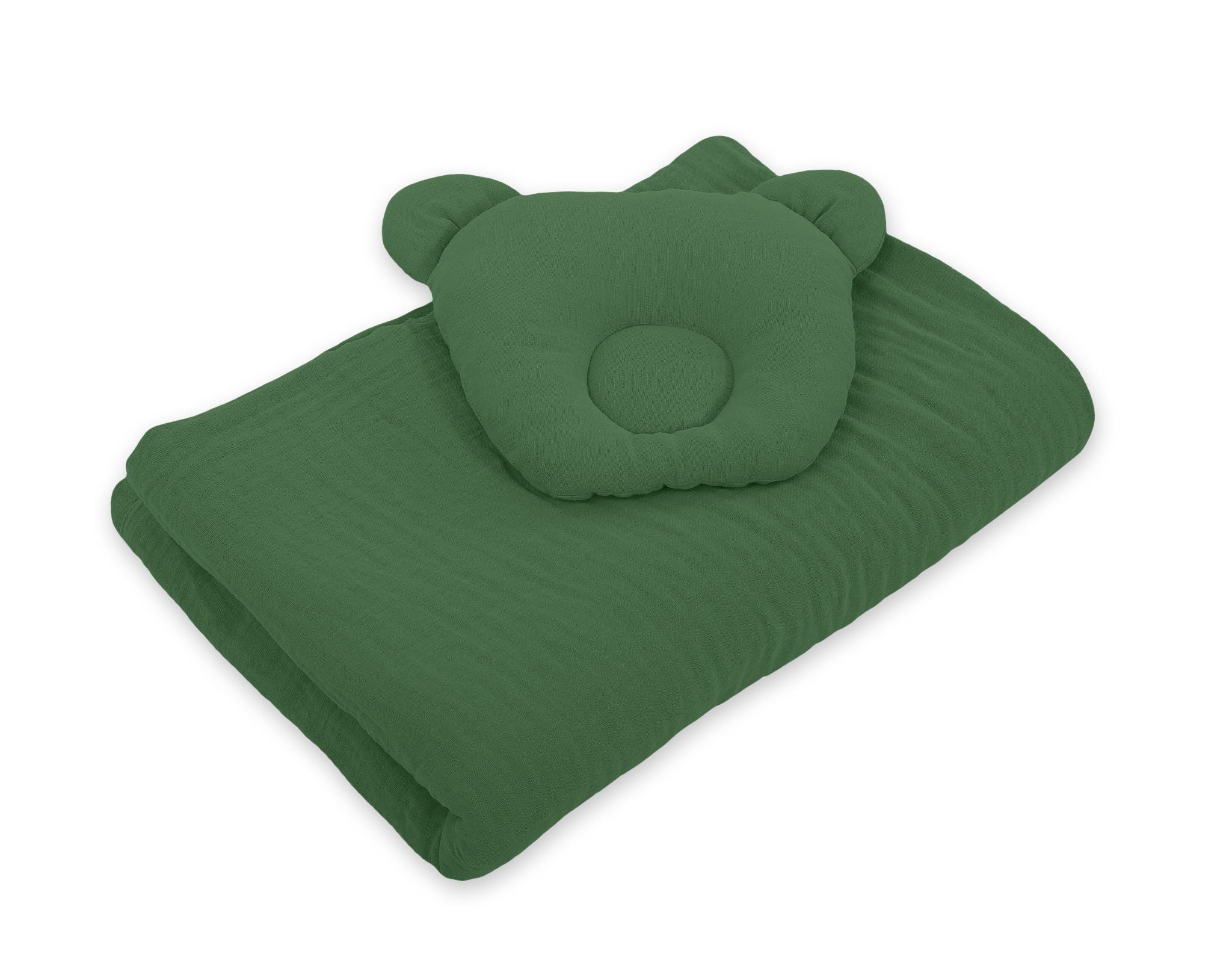 Duvet with pillow Teddy MUSLIN - 2pcs set - forest green