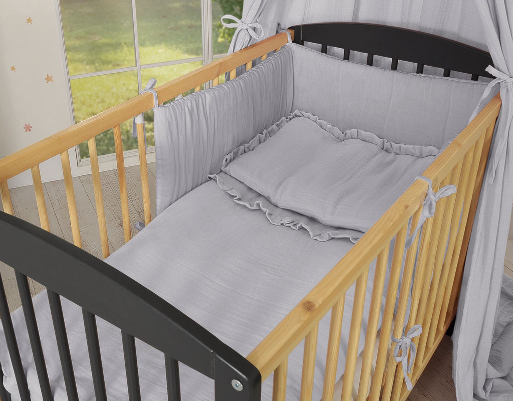 Bedding set MUSLIN 2-pcs with frill 100x135 – gray