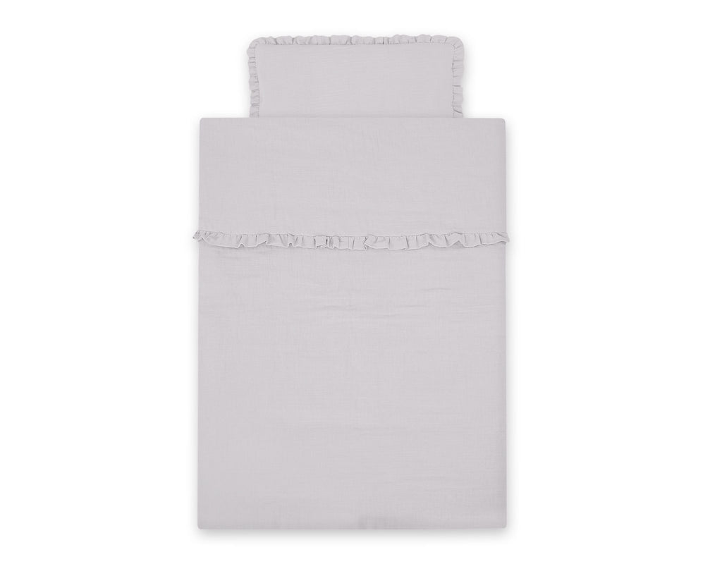 Bedding set MUSLIN 2-pcs with frill 100x135 – gray