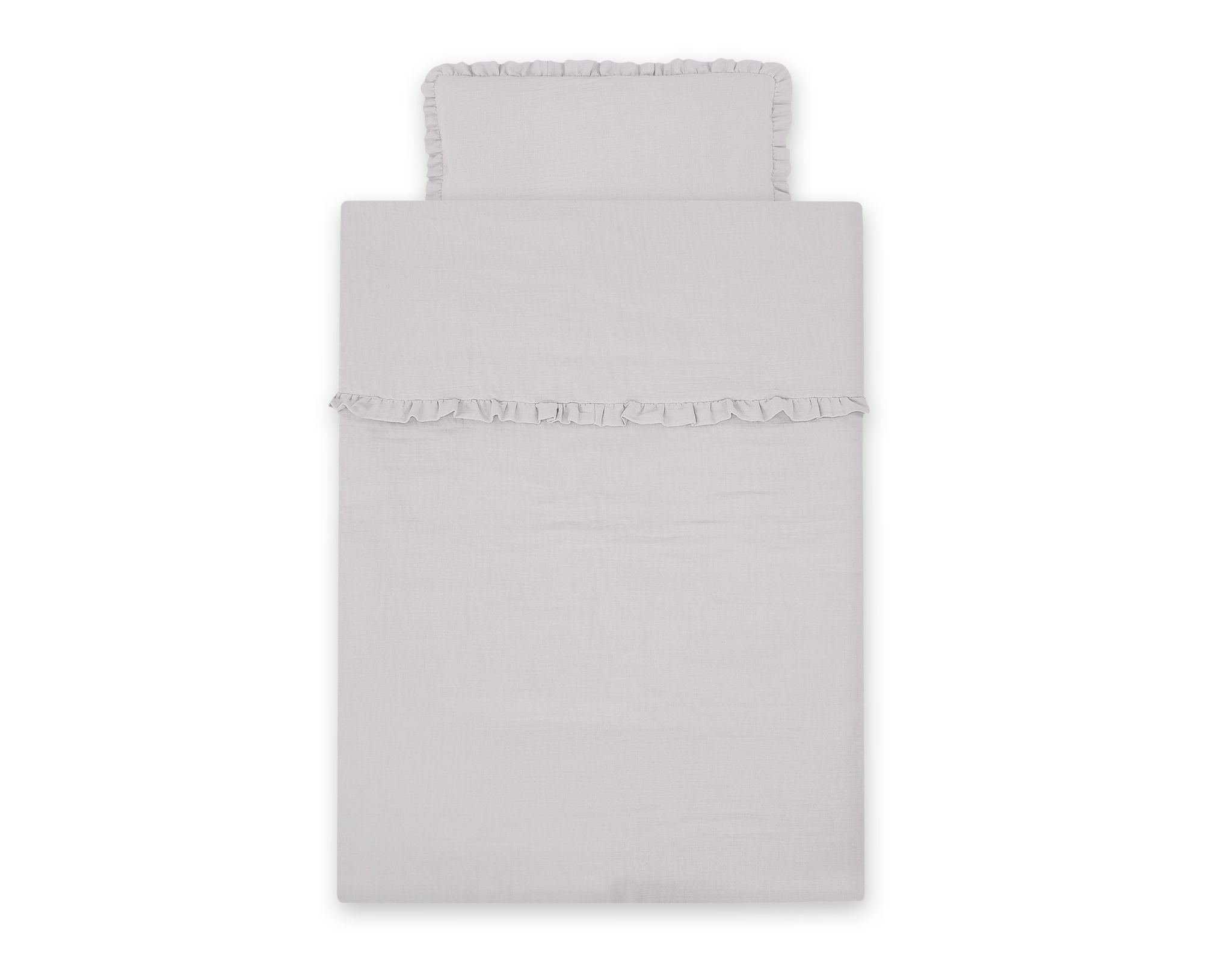 Bedding set MUSLIN 2-pcs with frill 100x135 – gray